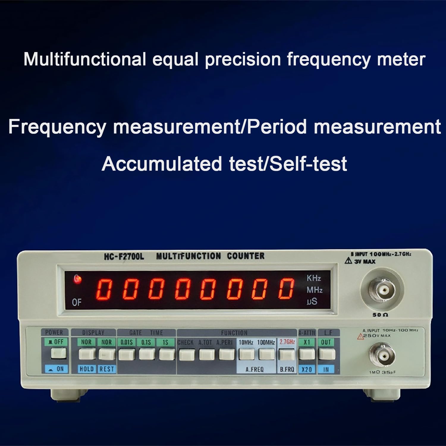 Misuratore di frequenza digitale da 100 MHz a 2,7 GHz, display a 8 cifre ad alta precisione per misurazione della potenza industriale e analisi del segnale