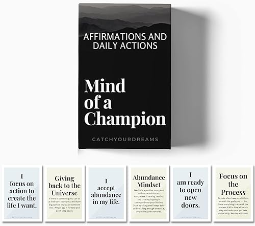Mente de Campeón - Tarjetas Motivacionales para Hombres Afirmaciones y Pasos de Acción para Convertir Sueños en Realidad - Para Productividad,
