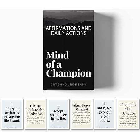 Mind Of A Champion - Motivational Cards for Men - Affirmations and Action Steps to Turn Dreams into Reality - Positive Affirmations for Productivity, Personal Development, Self Care, Mindfulness, Affirmation Cards for Men