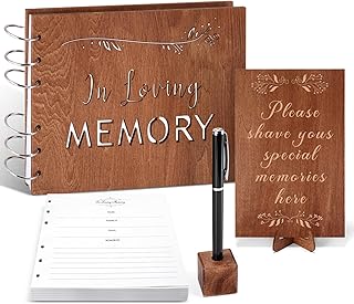 Wooden Funeral Guest Book, Celebration of Life Guest Book, Memorial Service Guest Book, Hardcover in Loving Memory Guest Book Included Funeral Guest Register Book, Table Sign, Signature Pen