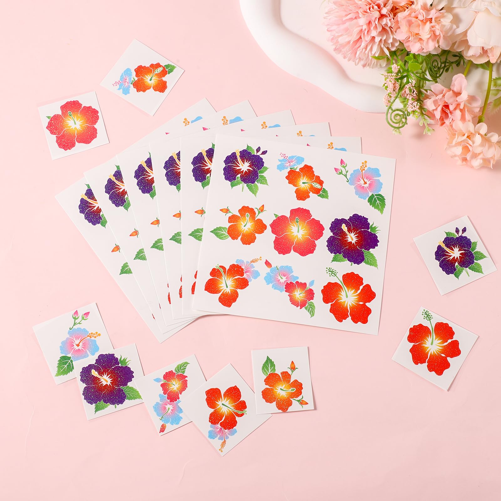 180pcs Hibiscus Flower Temporary Tattoos - Image 4