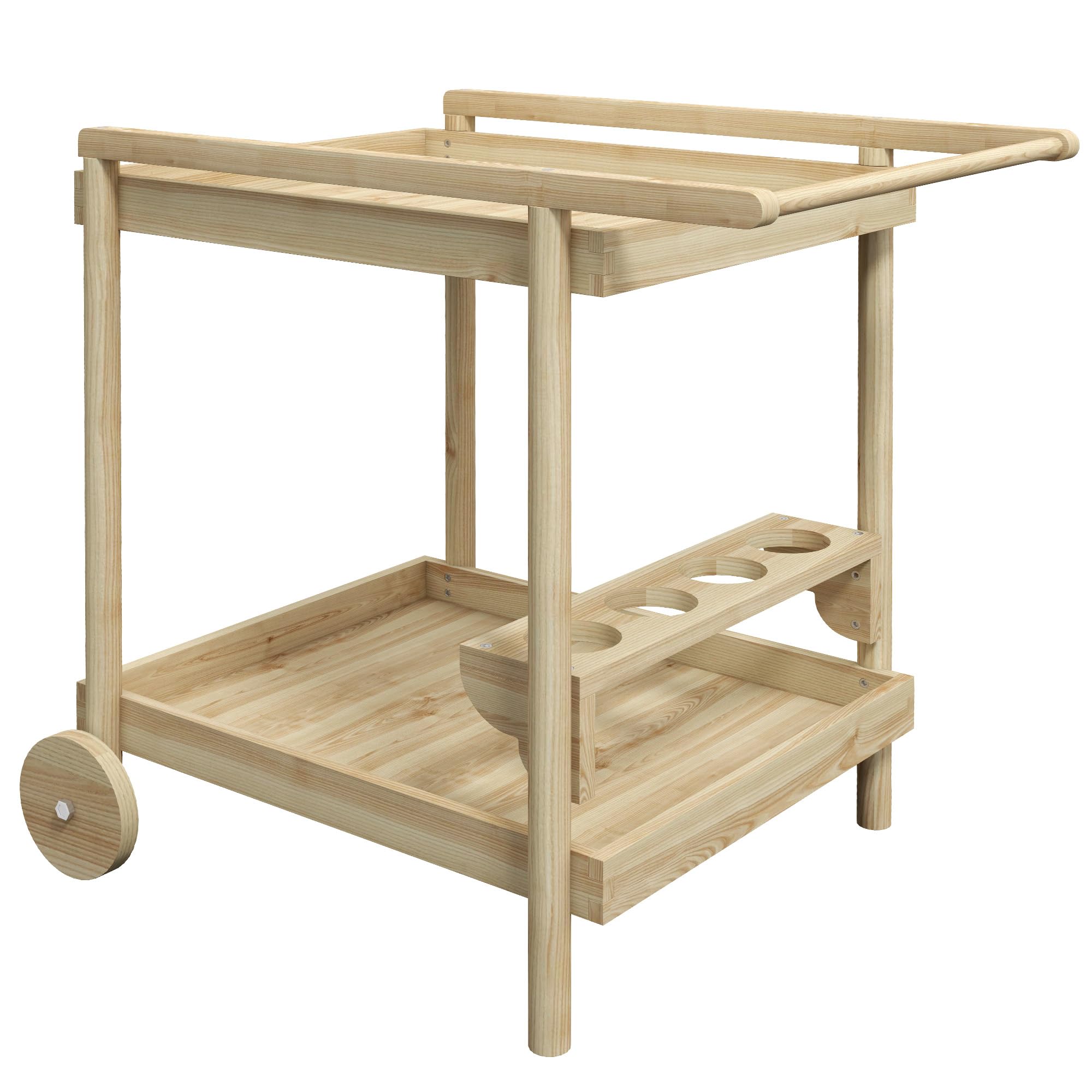Outsunny Carrello da Giardino in Legno di Abete a 2 Ripiani, 78x58.5x75 cm