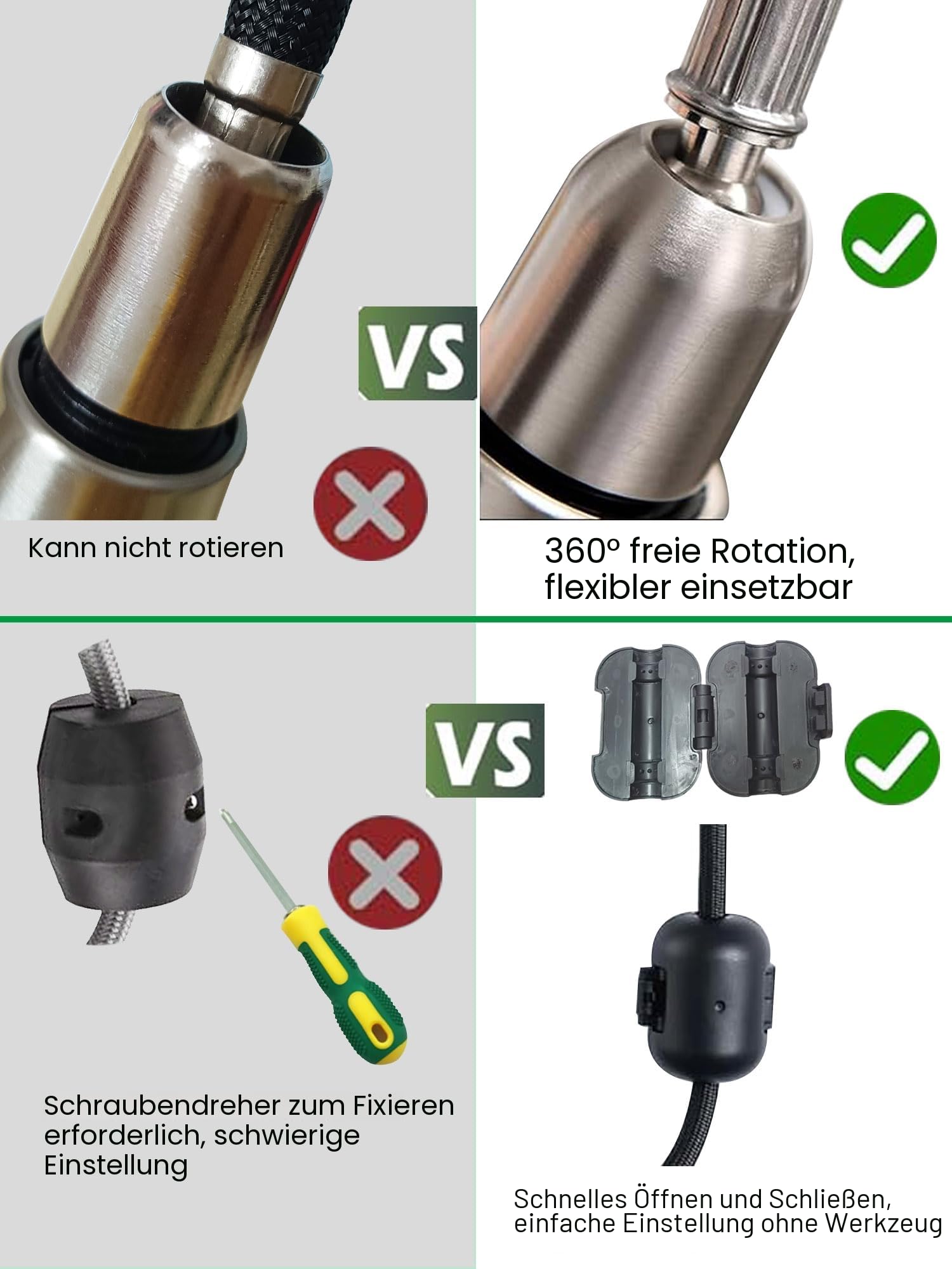 Wasserhahn Küche, Hochdruck Küchenarmatur mit Herausziehbarer Brause Ausziehbar Armatur, Mischbatterie Küche Spültischarmatur Brause 3 Modus, Edelstahl