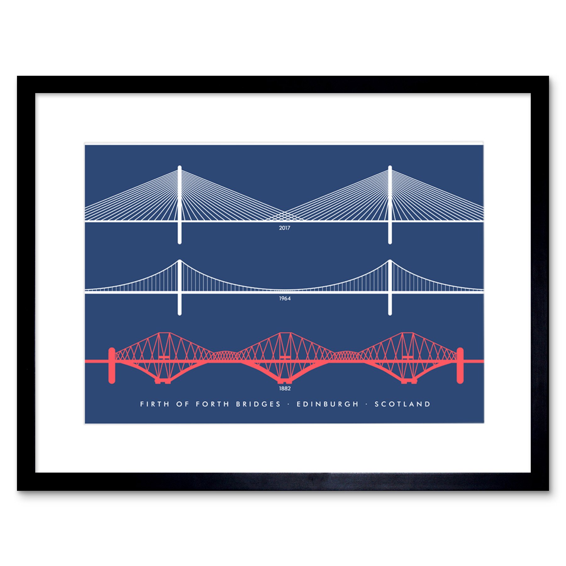 Wee Blue Coo Firth Forth Bridges Edinburgh Scotland Queensferry Framed Art Print