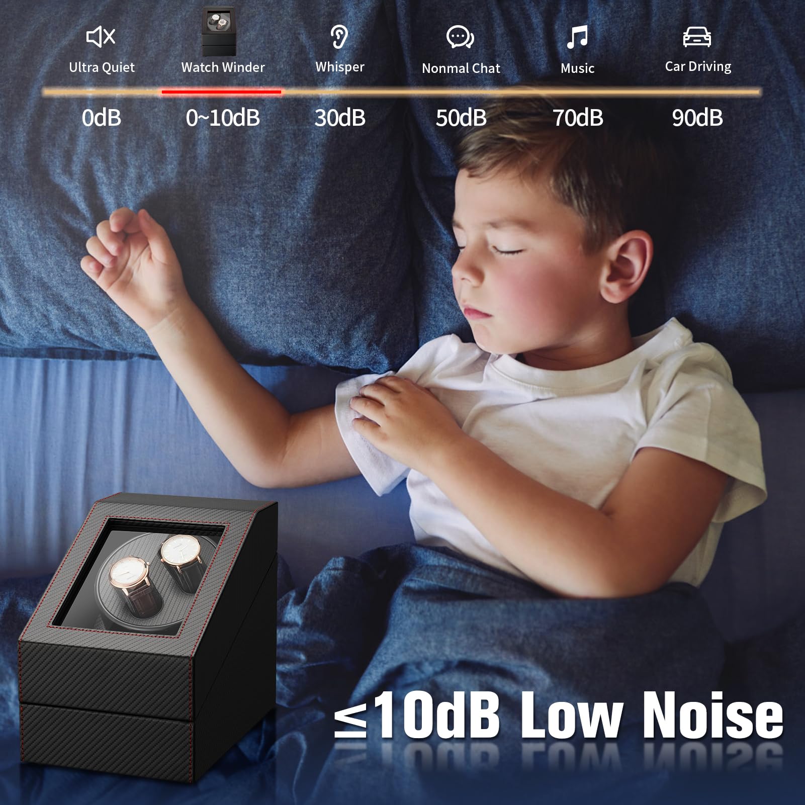 LALAHOO Watch Winder for Automatic Watches, 2 Watch Winders with Ultra Quiet Motor, Double Automatic Watches with 3 Watches Storages, AC Adapter or Battery Powered