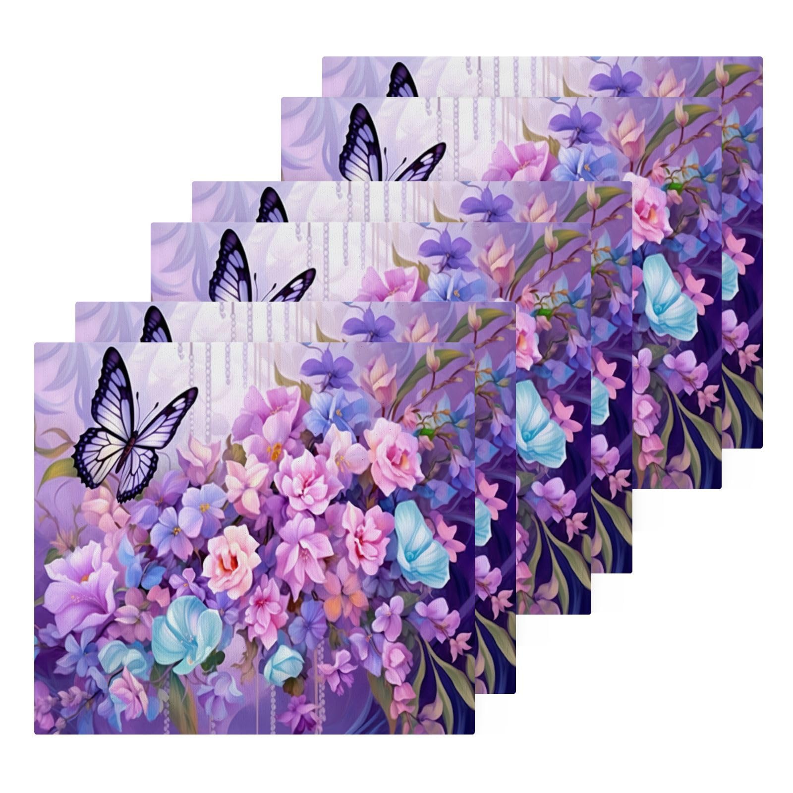 xigua Butterfly Butterflies Washcloths Towels, Highly Absorbent and Soft Cotton Face Cloths, 6 Pack Quick Dry Wash Cloths - 12 X 12 Inches