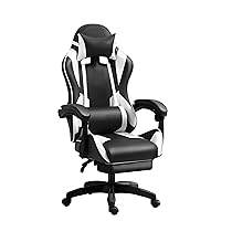 IZTOSS Sedia Gaming Ergonomica – Sedia Gamer con Schienale Regolabile, con Poggiatesta, Braccioli e Supporto Lombare (Bianco-A)