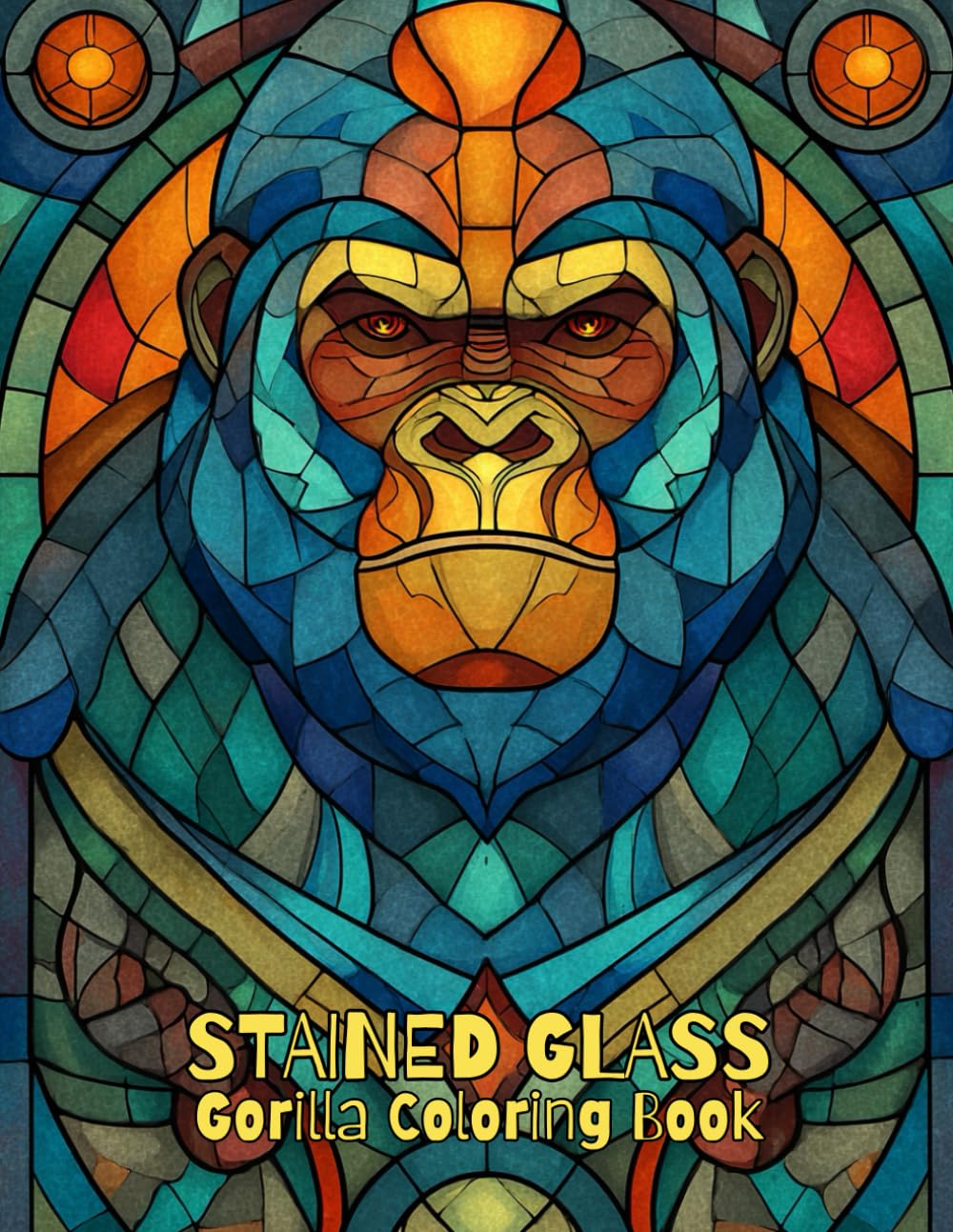 Stained Glass Gorilla Coloring Book for Adults: Beautiful Illustrations Of Stained Glass Gorillas
