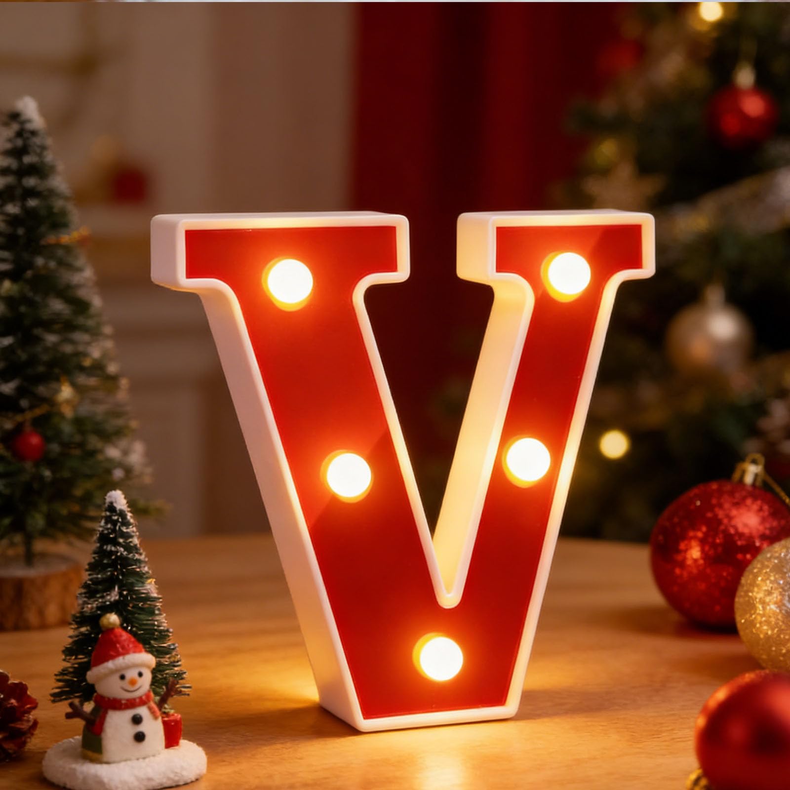 Marquee Letters, Led Letter Lights, 26 Alphabet Battery Powered LED Light Up Name Sign, Decorative Lighted Standing Letters for Valentine's Day Gift Anniversary Romantic Bedroom Decor (Red) — image 1