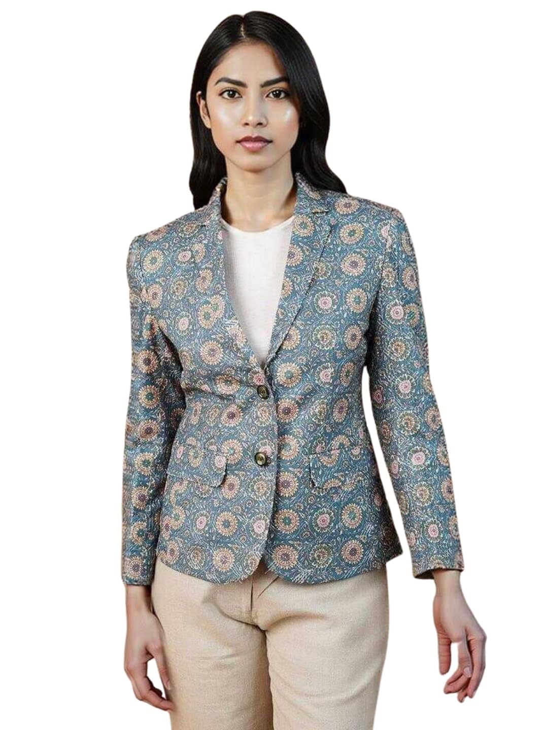 talethread Women's Blazer Digital Print Cotton Blazer-picture-21