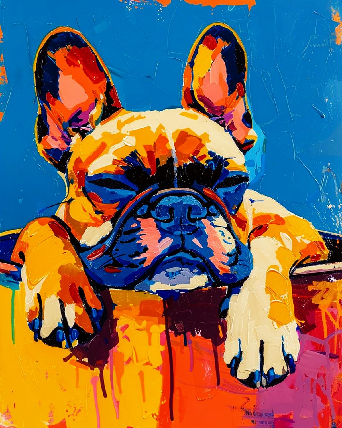 LIUBAISHI Paint by Numbers for Adults, DIY Acrylic Painting Kit, Sleeping Bulldog, 40x50 cm Canvas