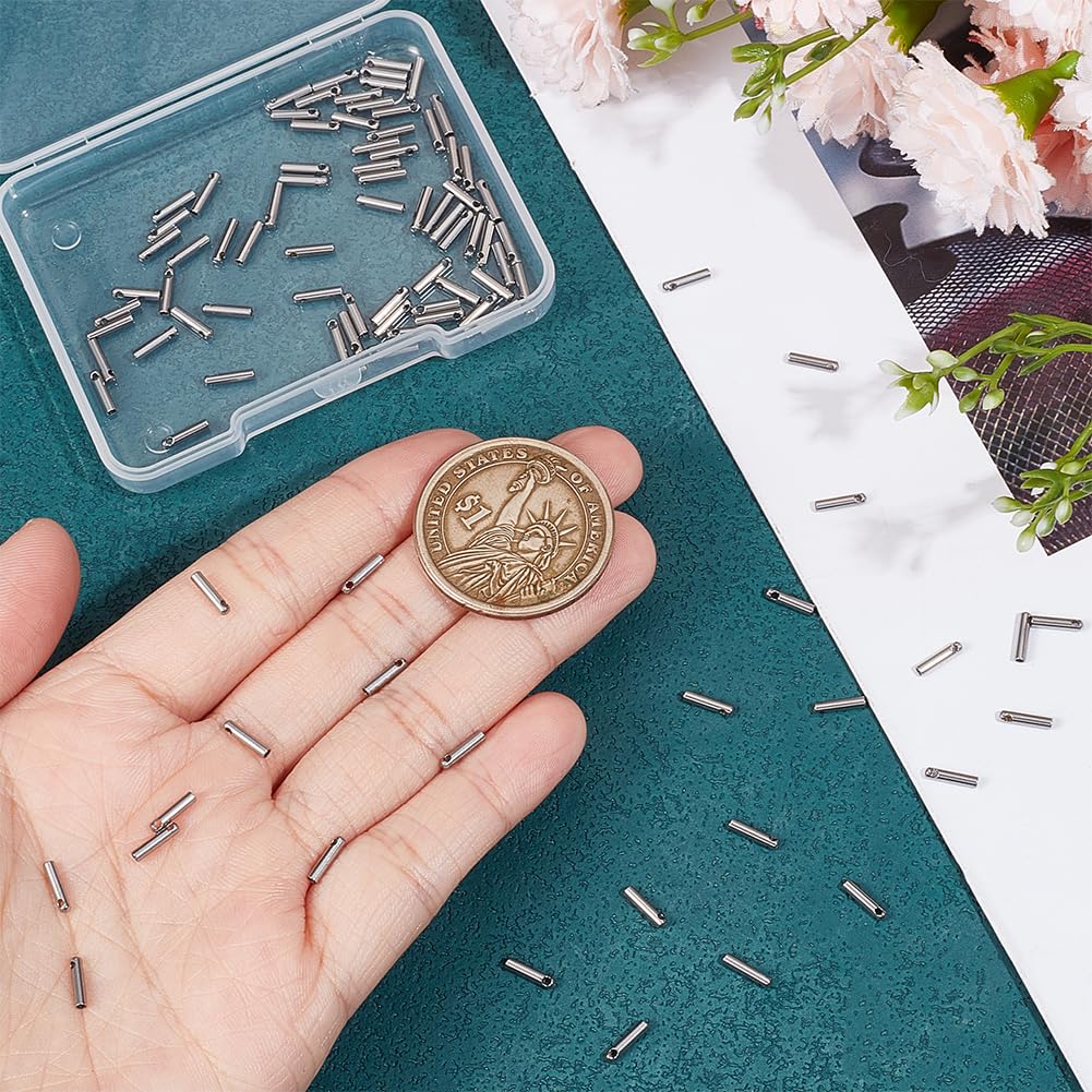 UNICRAFTALE 100Pcs Stainless Steel Cord Ends End Caps 1mm Inner Diameter Column Cone Leather Cord Ends Jewelry Making Caps Bracelet End Caps Terminators Cord Finding for Necklace Jewelry Making