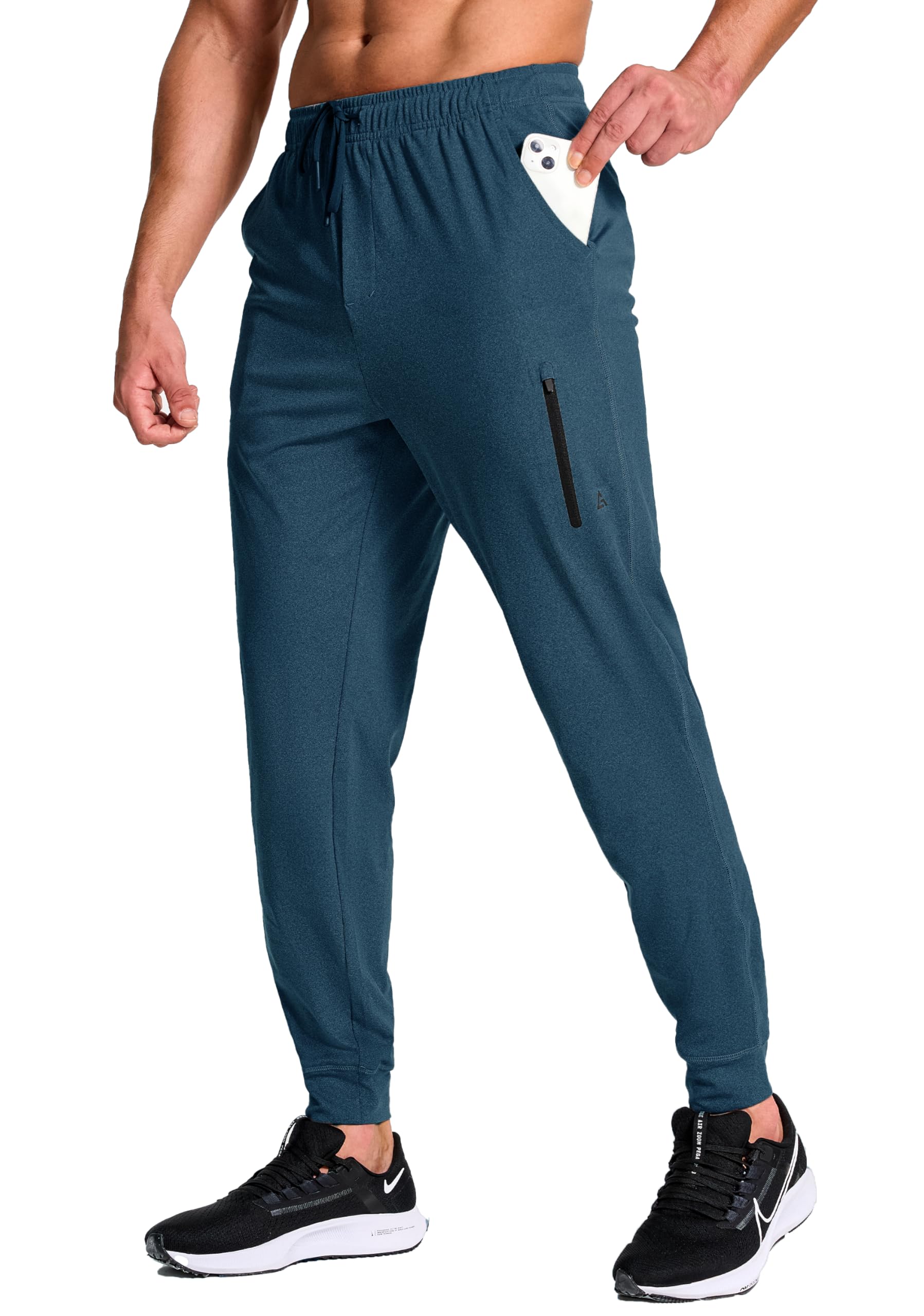 Men's Athletic Joggers Stretch Sweatpants with Zipper Pockets Running Workout Gym Track Golf Pants for Men