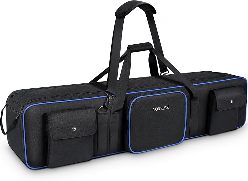 Bolsa de transporte para trípode pesado de 50,5" con 2 almohadillas protectoras acolchadas | Estuche de trípode extra largo para soporte de pluma, monoluces, luces LED, paraguas, soportes de micrófono, postes de tienda, equipo fotográfico