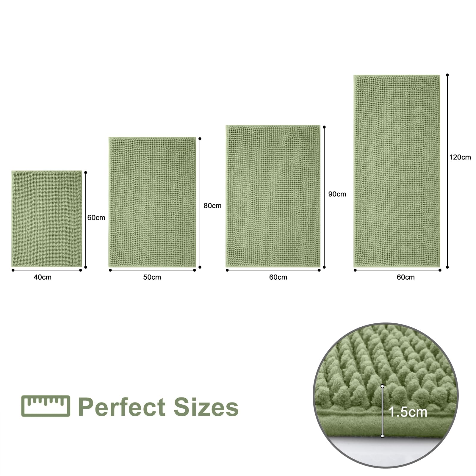 smiry Non Slip Chenille Bath Mat, 50 x 80 cm, Extra Soft Bathroom Mat - Image 3