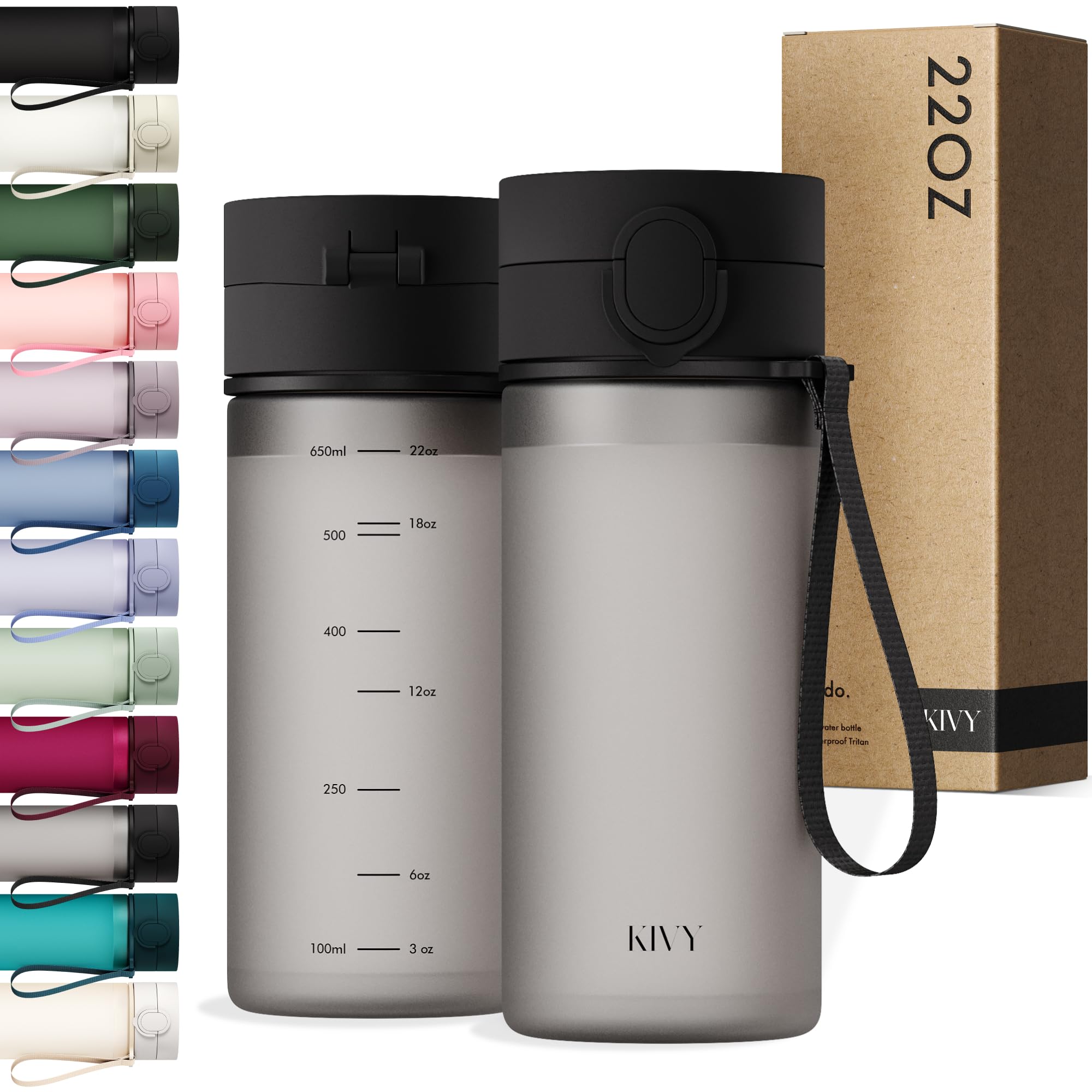 KIVY Flip Top Water Bottle (Ash Black, 650ml) โ image 1