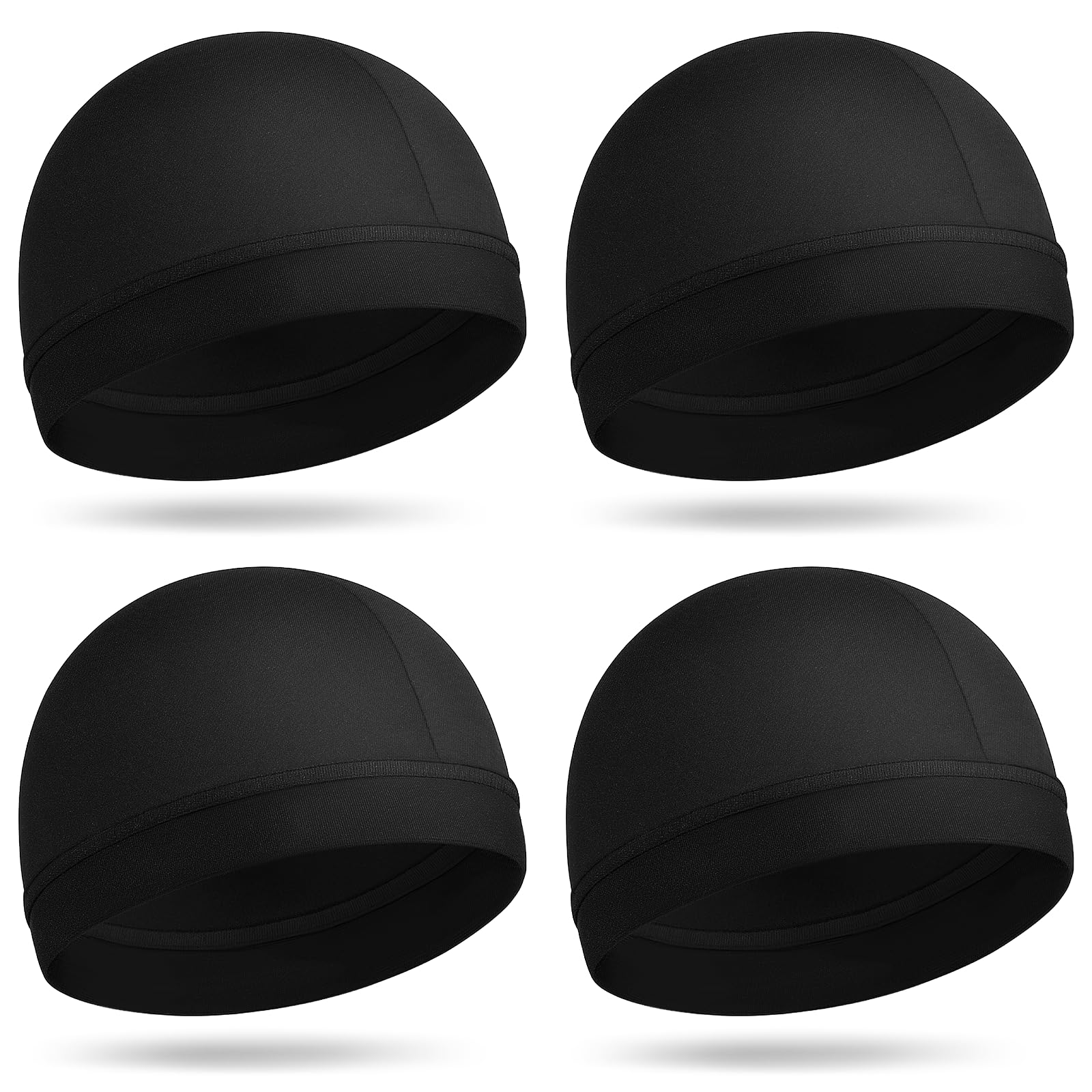 Lnngub 4 Pcs Wave Cap,Polyester Silk Skull Cap Breathable Helmet Liner Wave Caps for 360 540 723 Waves,Black
