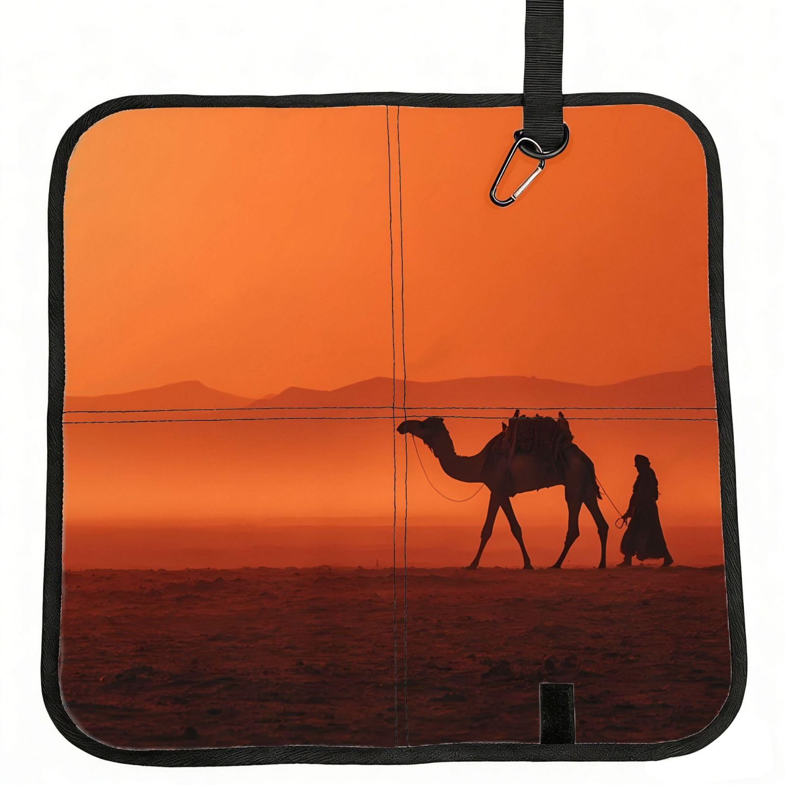 WZYCWB Camel at sunset Foldable Seating Cushion with Carabiner - Stadium Mat for Camping, Hiking and Outdoor Activities