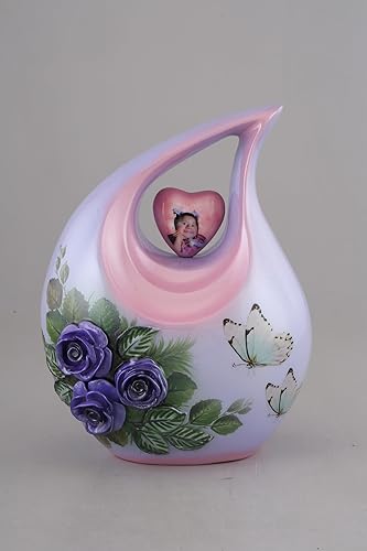 Miniatura 28 de Urna de corazón de lágrima dorada blanca para cenizas humanas Urnas de cremación para cenizas adultas Urna de ceniza funeraria para hombres