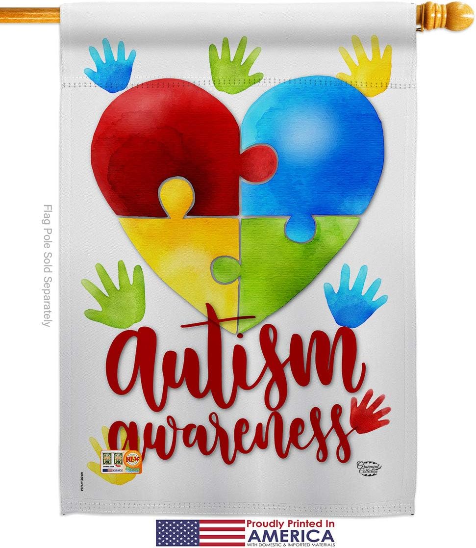 Autism Awareness Garden House Flags Set Support Inspirational Survivor Ribbon Prevention Cancer Breast BLM Small Decorative Gift Yard Banner Made In USA 28 X 40