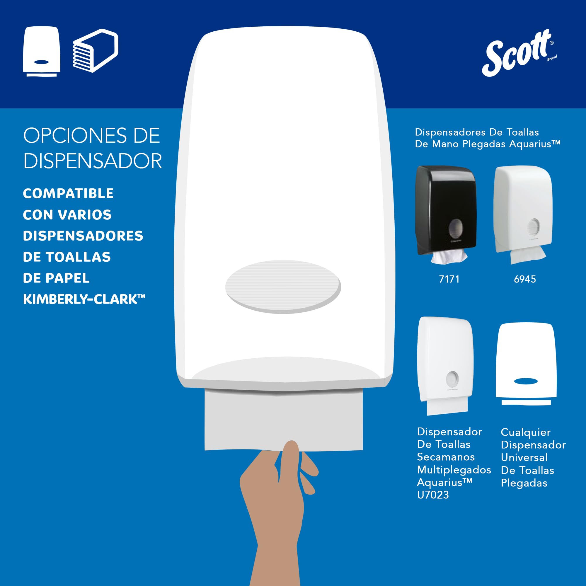Scott Slimfold Toallas de Mano Intercaladas 5856, 12 Paquetes de 147 Hojas de Papel Compactas, Tecnología Absorbente Airflex