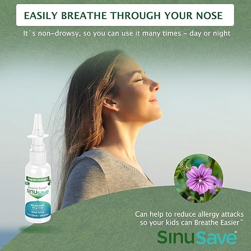 Miniatura 4 de Sinusave Spray de lavado nasal y alergia de fuerza regular, totalmente natural, sin drogas, para aliviar rápidamente la congestión nasal, 1 onza