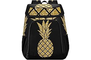Gold Glitter Pineapple Cooler Backpack - Insulated Leak Proof Lunch Bag -...