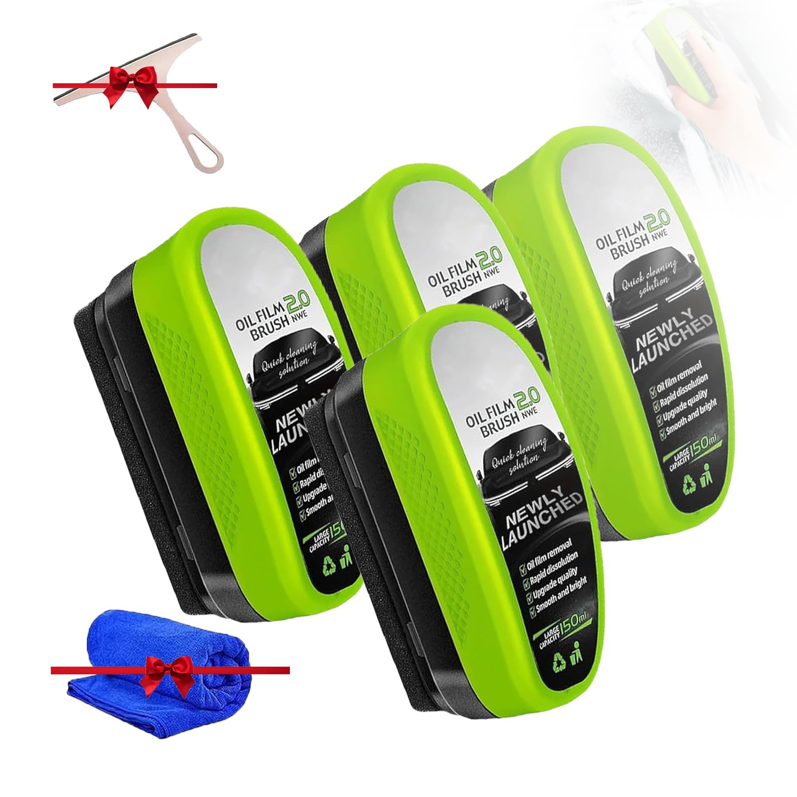 Jetdryshop Glass Cleaner,Jetdry Shop Car Window Cleaning Brush,Jet Dry Shop Glass Cleaning Wipe Board,Glass Cleaning Board for Windshield,Oil Film Cleaning Brush for Car Windows (4pcs)