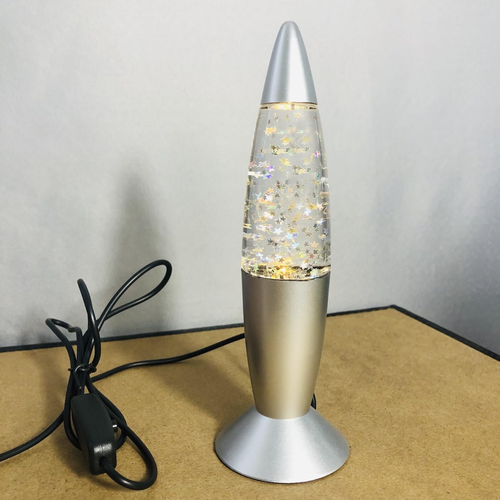 Mini lámpara de lava con purpurina con enchufe USB, luz LED blanca cálida, luz nocturna de cohete, estrellas con lentejuelas para regalo de niños, habitaciones de niños, dormitorios, decoración de 7