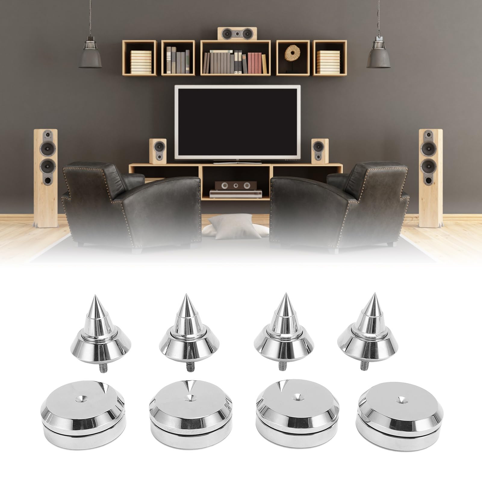 Lautsprecherisolationsspieß, Aluminiumlegierung mit M6-Gewinde, Lautsprecherisolationsfüße mit Hoher Dämpfung für CD-DVD-Player, Verstärker, Plattenspieler