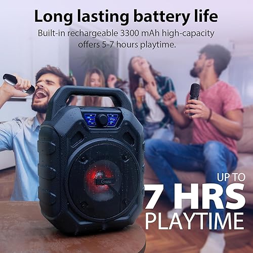 Miniatura 3 de Gsou Máquina de karaoke con 2 micrófonos inalámbricos/altavoz Bluetooth portátil, máquina de karaoke/IPX6 impermeable para adultos/niños, para el