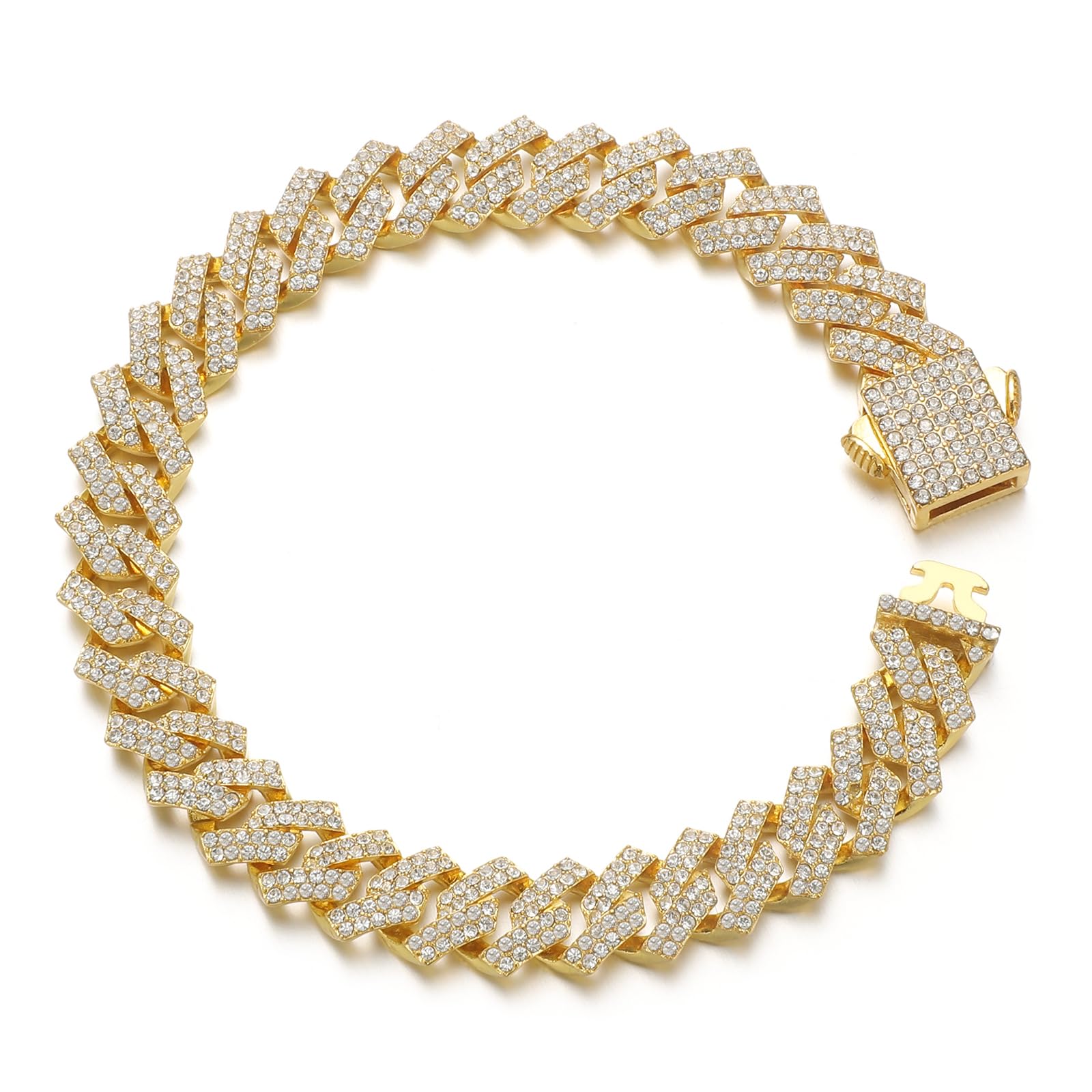 Saintda Cuban Link Bracelet For Men Women Silver/Gold/Rose Gold Bracelets Iced Out Miami Cuban Bracelet Hip Hop Jewelry Gift