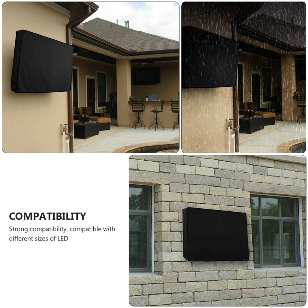 Uonlytech Funda para Televisión de Exterior de 55 a 58 Pulgadas con Material de Poliéster y Pvc Ligera y Resistente para Protección Completa