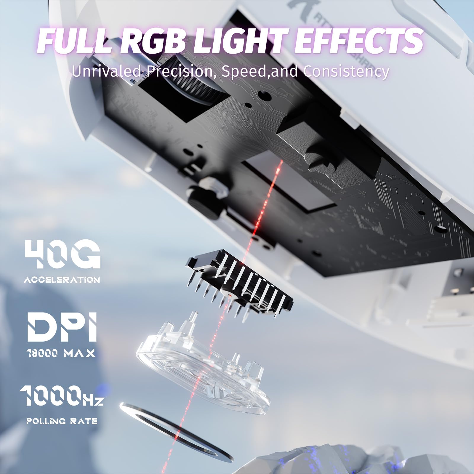 ATTACK SHARK X68 HE & R1 Combo Gaming Teclado y Ratón, Teclado 8000Hz con Cable Rapid Trigger, Precisión 0,01 mm, Snap Tap, 59g Ratón Inalámbrico Superlight, 18000DPI, BT/2.4G/USB-C, Blanco