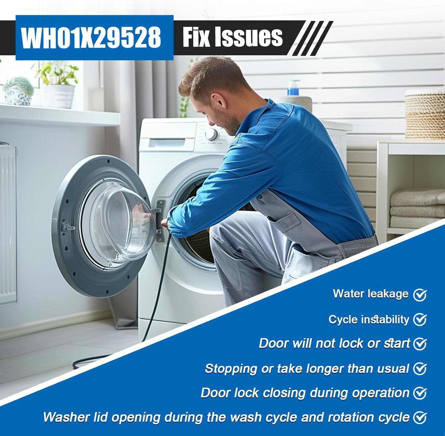 Upgrade WH01X29528 Washer Door Lock Compatible with GE Washing Machine, Replacement AP6985313, PD00060769, EAP12749276, 4958749, PS12749276