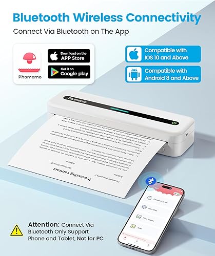 Vista 59 de Phomemo Impresoras portátiles inalámbricas para viajes, impresora térmica sin tinta Bluetooth M832, compatible con letras estadounidenses de 8.5 x