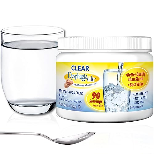Clear DysphagiAide - Espesante en polvo, espesante instantáneo para líquidos y alimentos (4.4 onzas, 90 porciones), espesante líquido para disfagia,