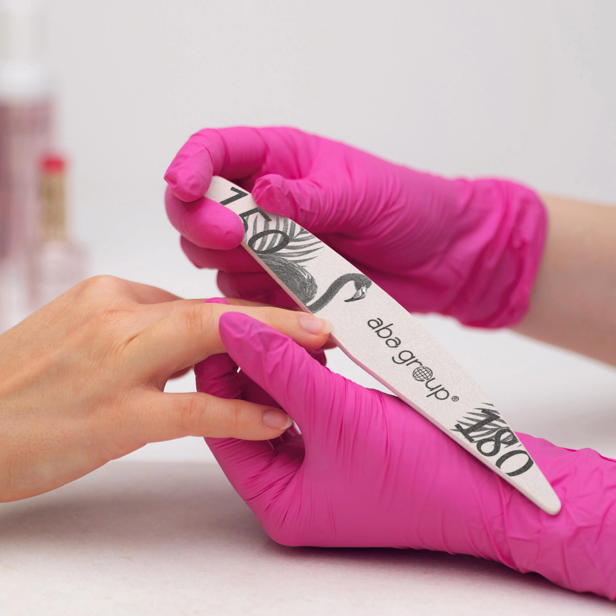 Aba Group Lima de uñas 150/180 Alas estándar Flamingo, juego profesional de limas de uñas, fabricado en Europa, 100 unidades