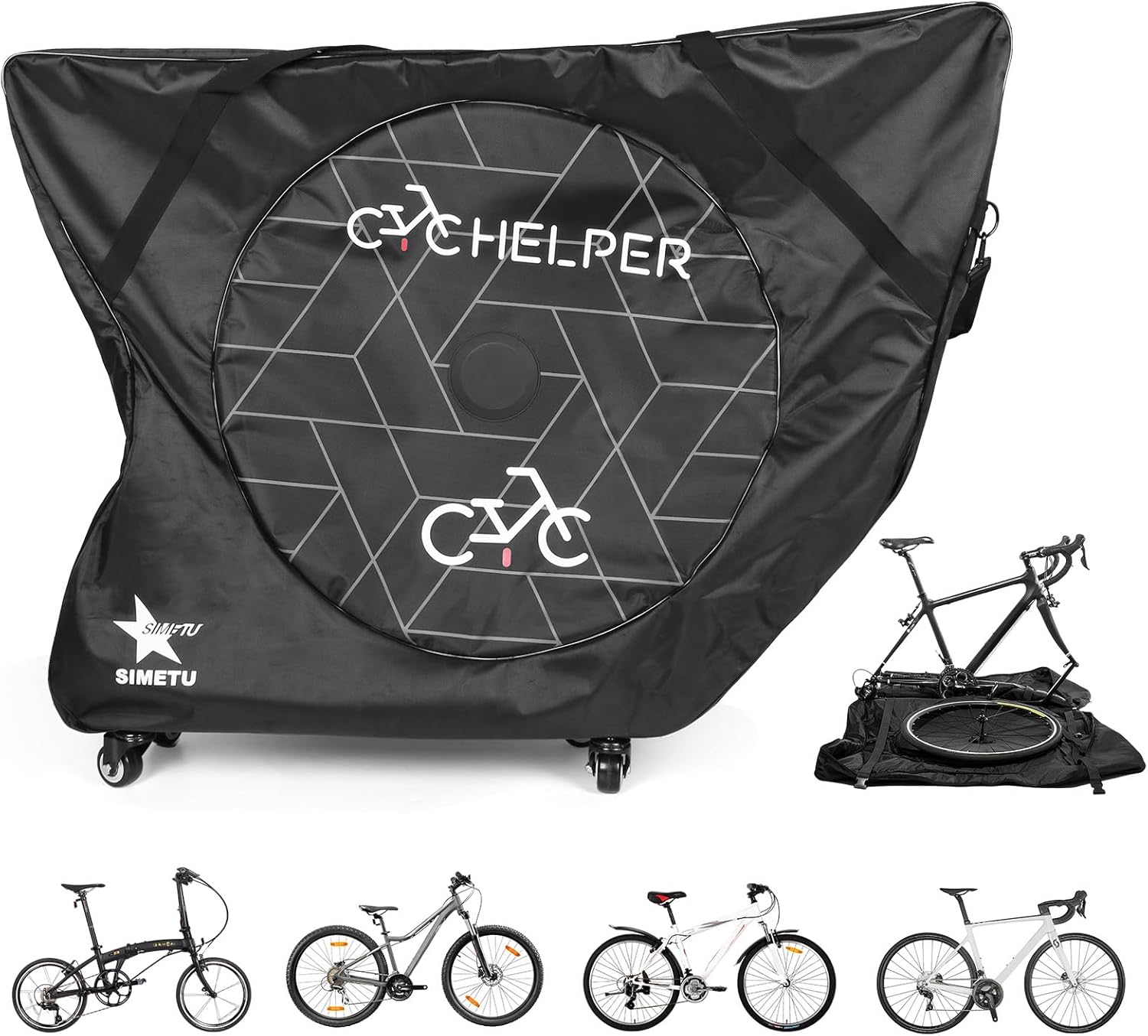 Bicycle Storage Carry Bag with Wheels Padded Bike Transport Bag Bicycles Storing Carry Bags Professional Cycling Cover Accessories