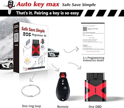 Programmable Keyfob, Replacement Car Keys Fob and DIY Programmer Kit for 2013-2017 Dodge RAM 1500 2500 3500 Remote GQ4-53T