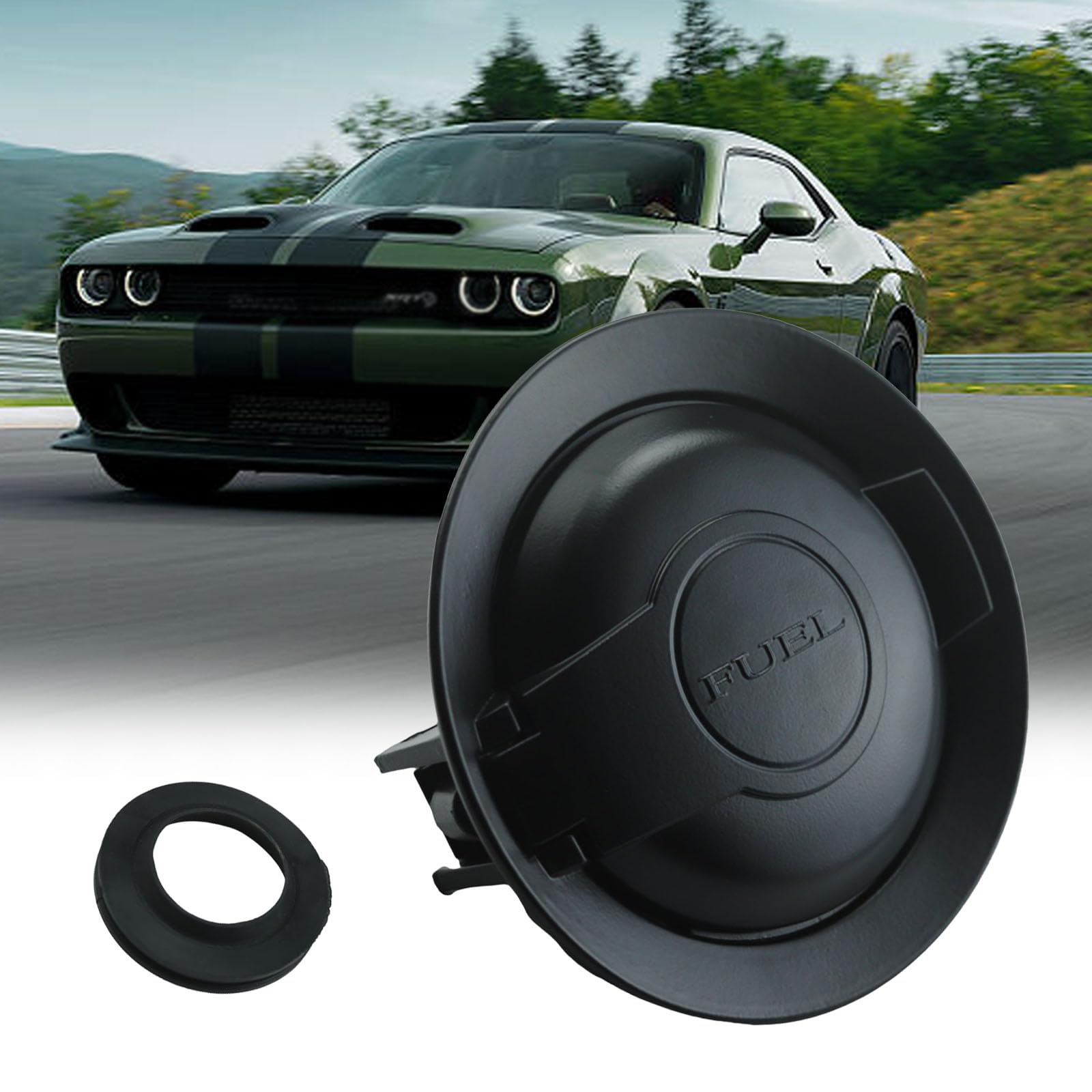 MCMMLDM 68250120AA Fuel Filler Door Cap Compatible with Dodge Challenger 2008-2023 Fuel Gas Door (Matte Black)