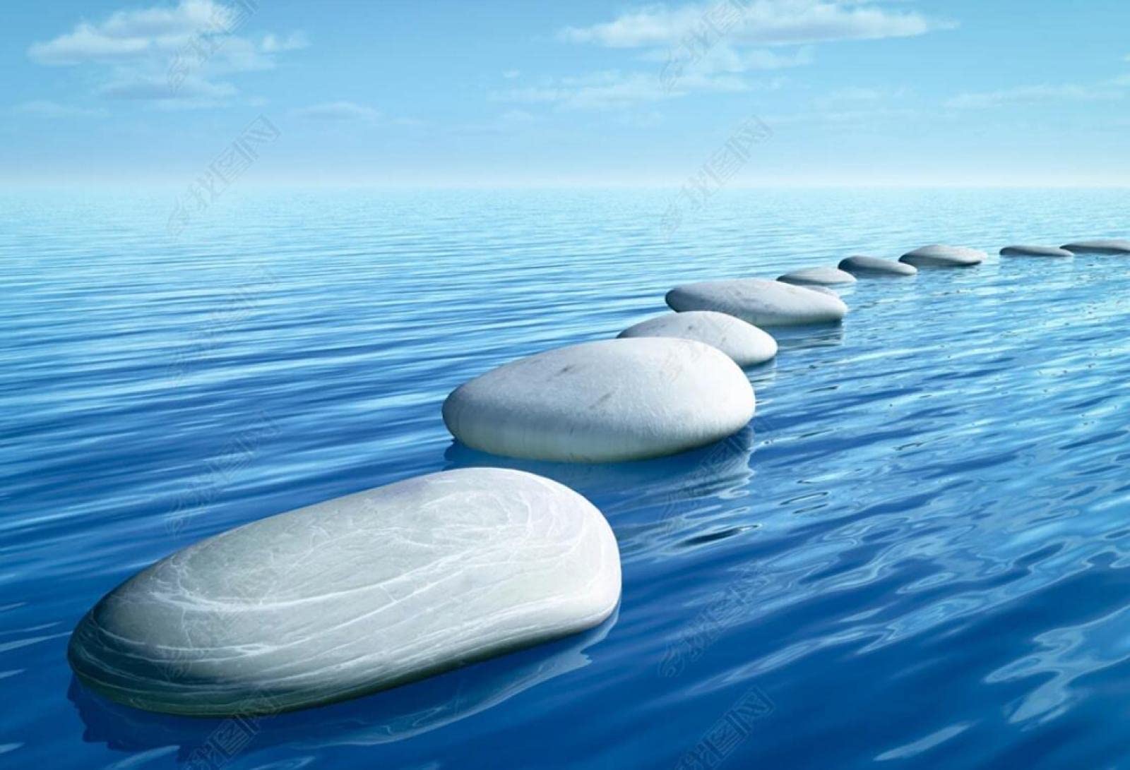 Papier Peint Panoramique Paysage D'Encre Paysage Bleu Papier Peint