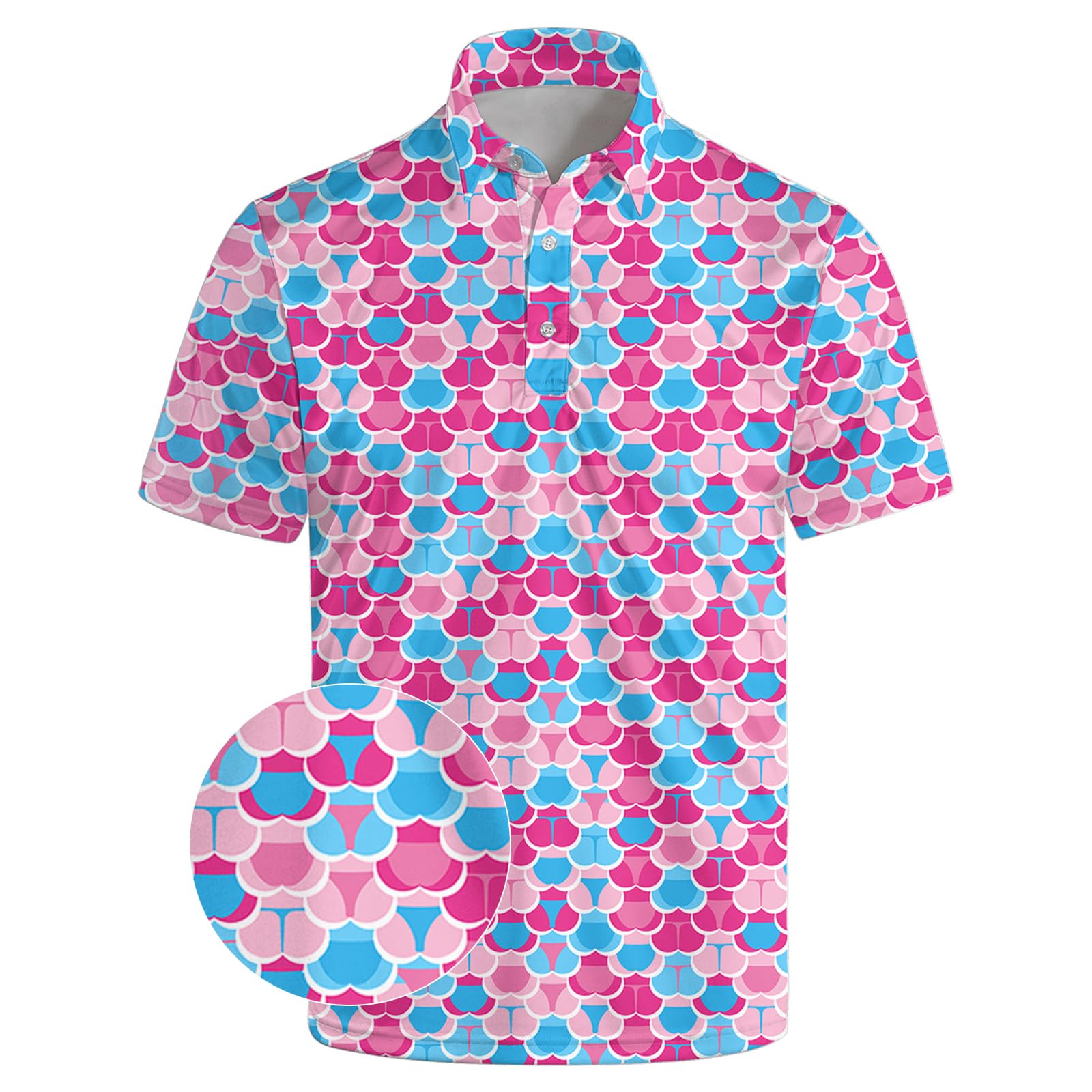 Men's Funny Golf Shirts Hawaiian Polo Shirts 80S Flashes Polo Shirts Funny Hawaiian Beach Summer Golf Polo Shirts