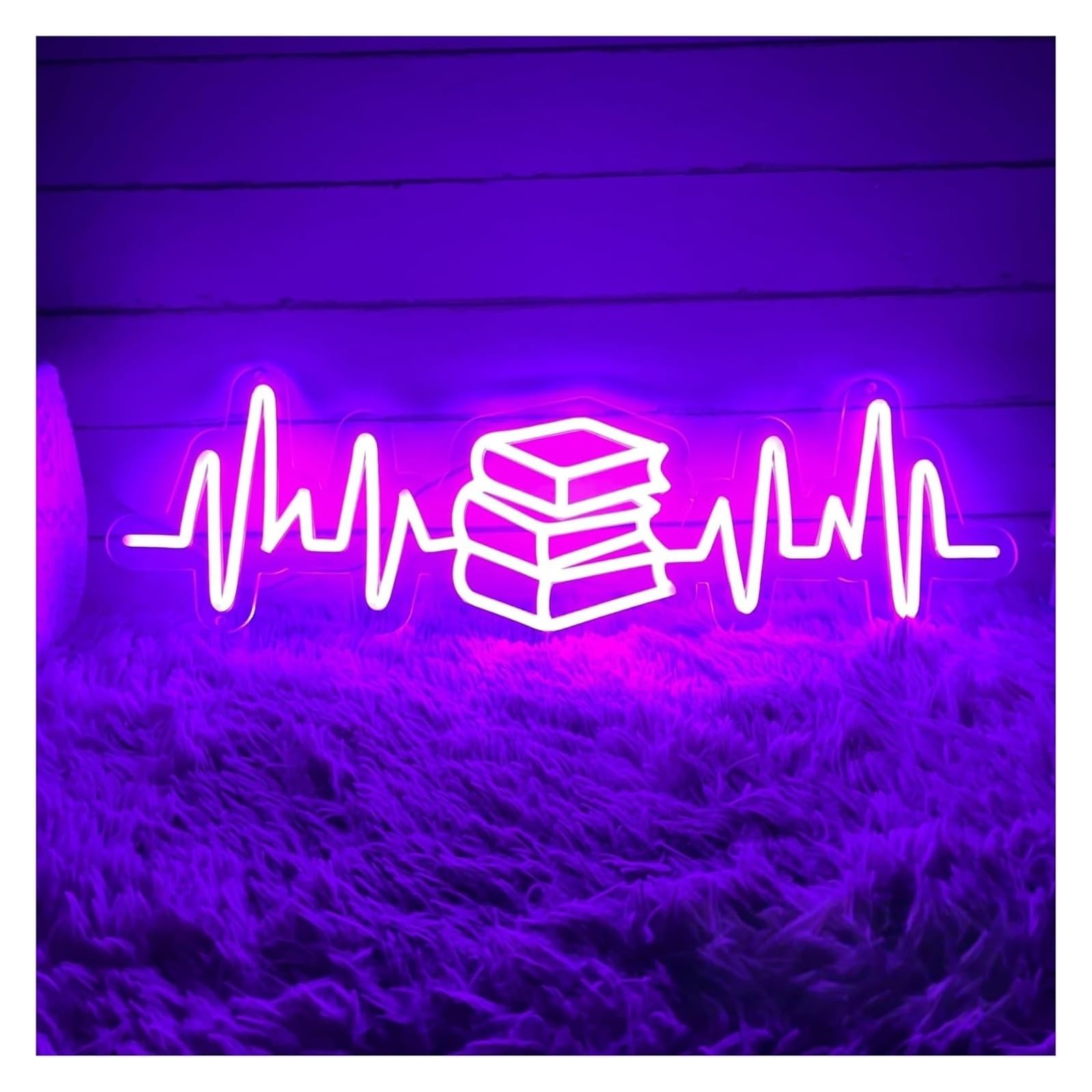 Wexxaii neon Light Sign Neon Signs Decor Sign Heartbeat Book Shaped