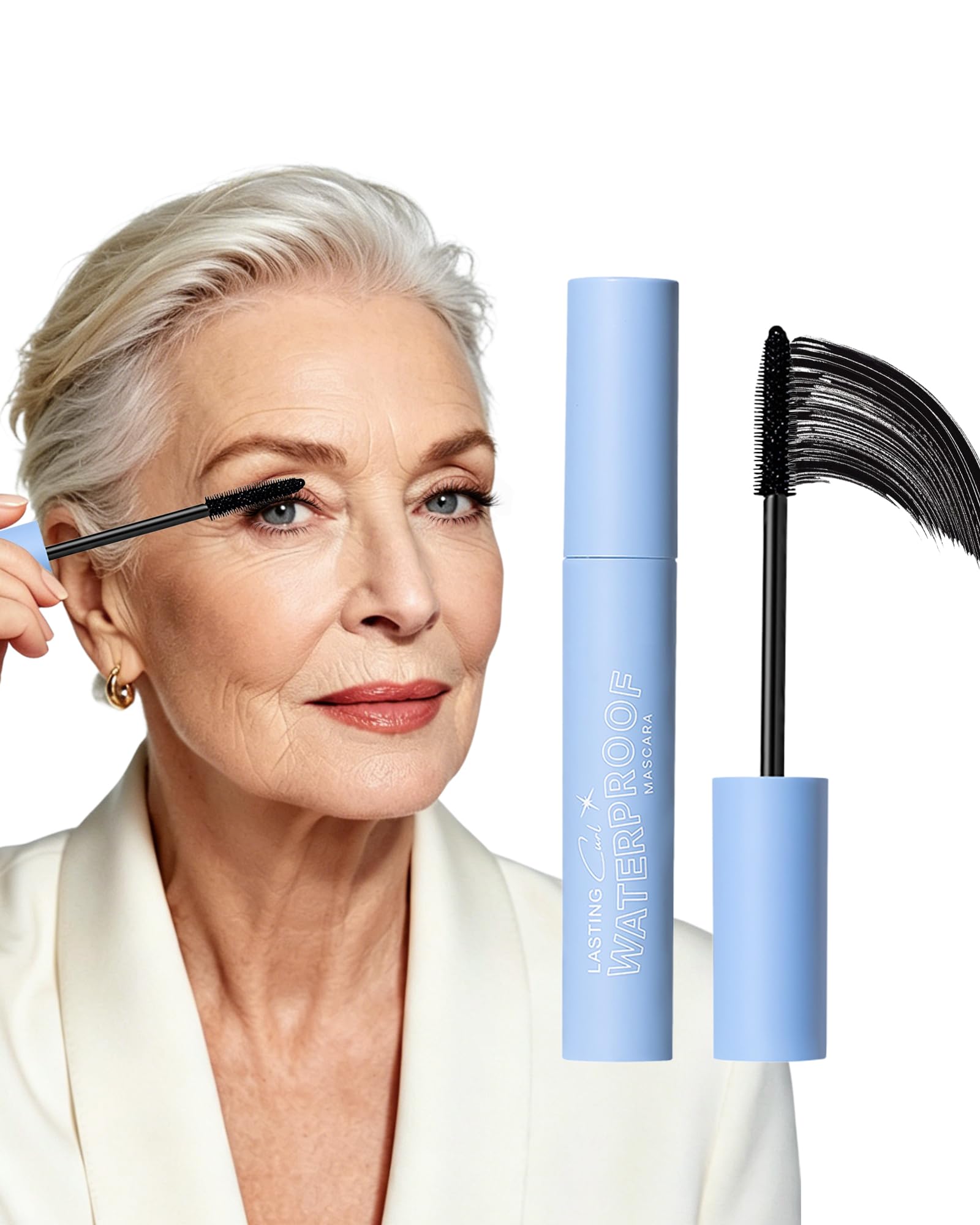 Black Mascara for Older Women 60 Plus,Waterproof Mascara for Sensitive Eyes Black# 1PC