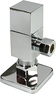 Westbrass D105QS-05 Square Handle 1/4-Turn Angle Stop 1/2" Copper x 3/8" Compression, Polished Nickel