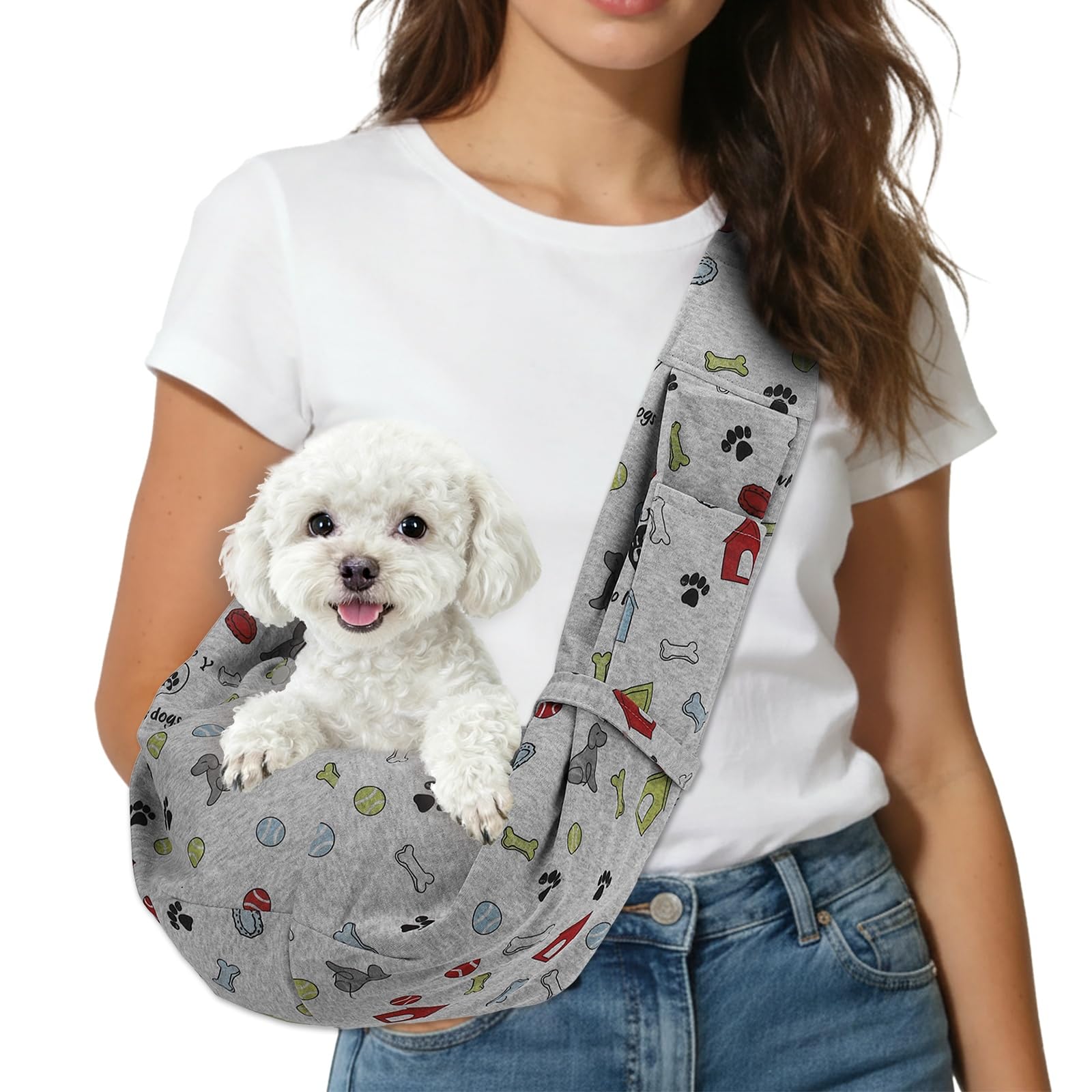 Transportador para perros pequeños bolsa cruzada gris para gatos hasta 16 libras