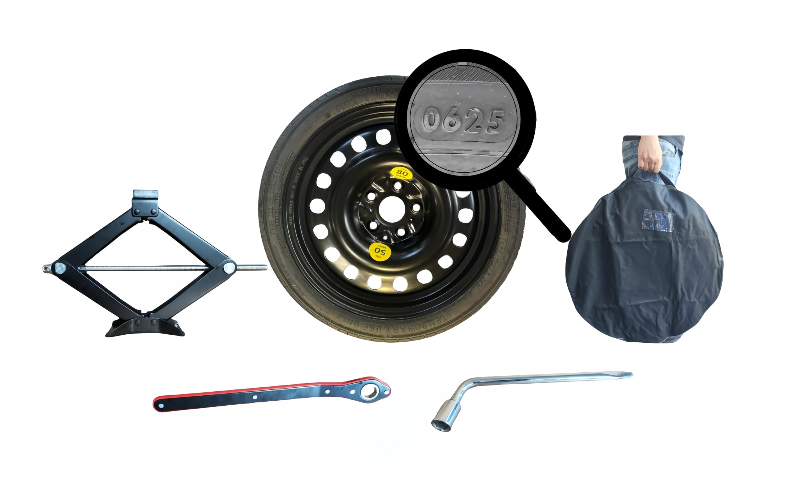 Cric A Pantografo Universale 2 Tonnellate Con Asta Girevole E Maniglia - Compatibile Con Hyundai Kona