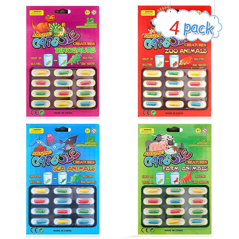 Egujiwa 4 Packs Growth Capsules Grow In Water Animals Toy Baby Cognition Toy Educational Toy (Colourful)