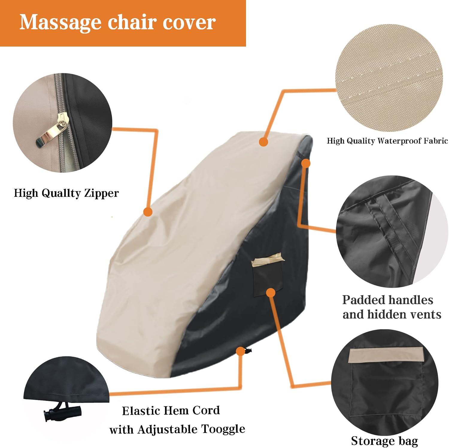 Massage chair cover, 600D full body shiatsu massage chair protector, 59 X 39 X 55 inchesArmchair Slipcovers,, ,with drawstring waterproof and dustproof Recliner Wing Chair Slipcovers,Sofa Cover